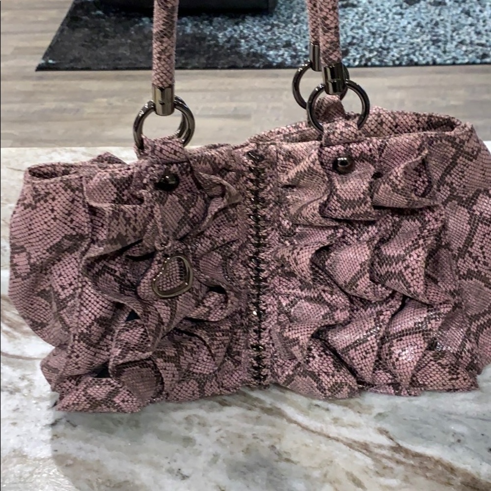 Bebe pink and Black leopard print bag